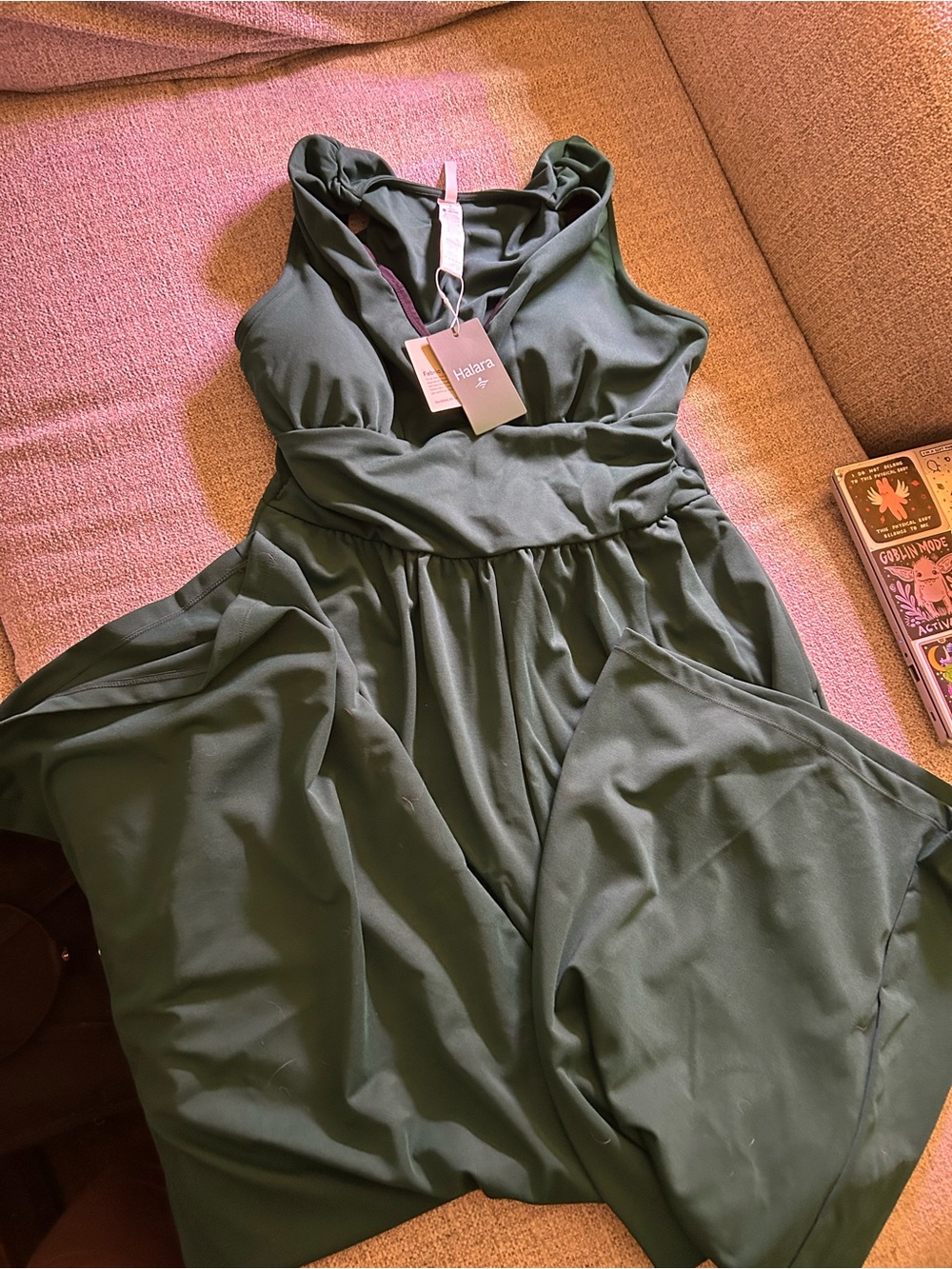 HALARA Dark Green Sleeveless Jumpsuit Romper